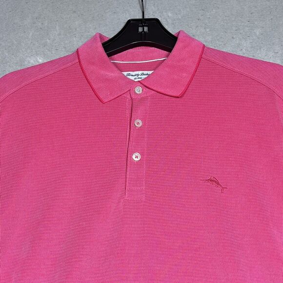 Tommy Bahama Polo Shirt Islandzone Supima Men Size Large L Pink Short Sleeve - Picture 2 of 12